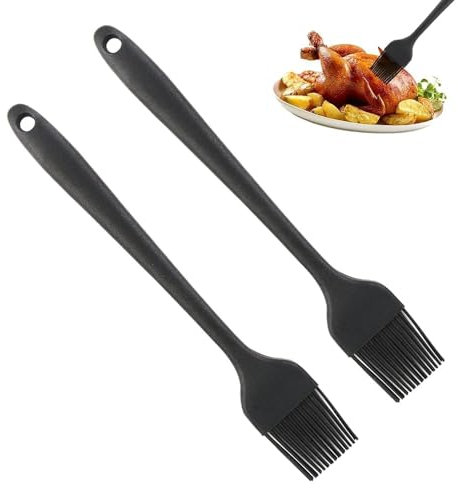 2 Pack Premium Silicone Basting Brushes - Heat Resistant to 230°C for Baking, Grilling & BBQ - Non-Scratch, Dishwasher Safe Pastry & Oil Brushes (20.5cm)