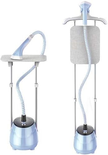 VERVELINK Centro de Planchado Profesional, Plancha de Vapor Vertical Ropa, Vapor Continuo, Fuerte Presión, Eliminación Rápida de Arrugas, Colgante/Horizontal 2 métodos, con Percha,Blue