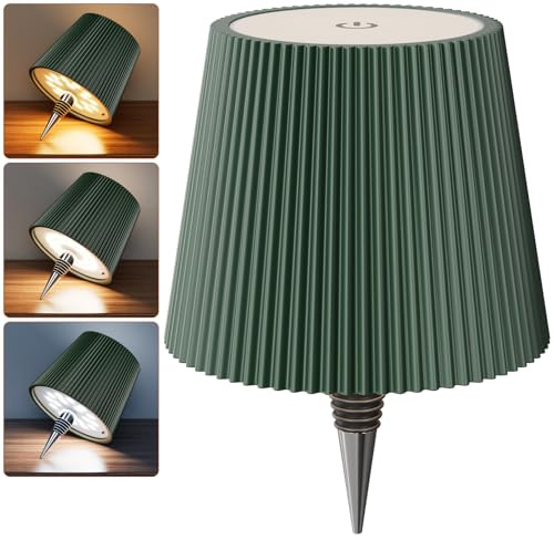Nulmvic Lampada per Bottiglia LED Ricaricabile - 5200mAh Lampada da Tavolo | Senza Fili Dimmerabile 3 Colori - IP54 Impermeabile Comando a Tocco per Interno Esterno Famiglia Ristorante Bar (Verde Scuro)