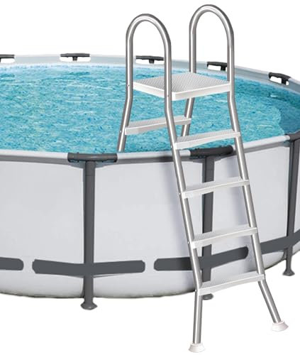 Errzom Escalera Doble de 4 Peldaños para Piscinas Elevadas, Escalera para Piscinas Elevadas, Escalones para Piscinas Elevadas 135 cm con Peldaños Desmontables