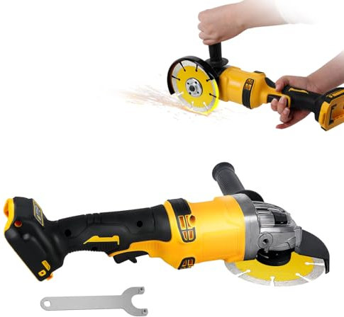 125mm Akku-Winkelschleifer Kompatibel mit DeWalt 20V Akkus, 10000RPM Bürstenloser Motor Winkelschleifer mit Zusatzhandgriff und LED-Anzeige Zum Trennen, Schleifen(Keine Batterien) (Ohne Zubehör)