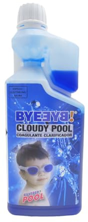 Silvered Pool BYEƎYꓭ! Cloudy Pool: Coagulante, Floculante y Clarificador de Aguas en Piscinas y SPA 1 Lt.