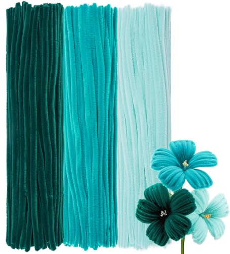 300 Pfeifenreiniger Blumen Set Basteln 30cm Lang 8mm Dick 3 Hellgrün-Töne | Pipe Cleaner Flower,Pfeifenputzer,Chenilledraht,Pfeifen-Reiniger,Schule,DIY,Kinder,Erwachsene,Bastelzubehör,Feste,Geschenk