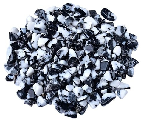 Cristal en Vrac Pierre naturelle zébrée noire et blanche, gravier cristal, petites particules, litière for aquarium, jardinière, pierre décorative for Landscaping Pour le Culbutage(1000G,7-9mm)