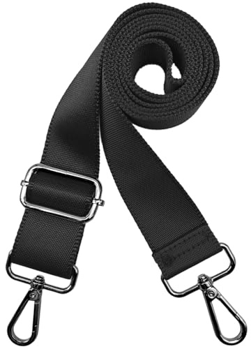 Hibate Taschengurt 3,8cm Breit Taschengurte zum Wechseln Taschenband Schulterriemen Schultergurt für Taschen Trageriemen Taschenriemen Handtaschen Gurt - Schwarz/Schwarz Karabinerhaken