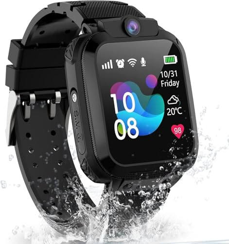 Tzzulsx Montre Connectée Enfant, Montre GPS Enfant Garçons Filles avec Appel Vidéo Voice Chat Familial SOS Téléphone Etanche Jeux Réveil Mode Classe IP68, Montre Intelligente Enfants Cadeau