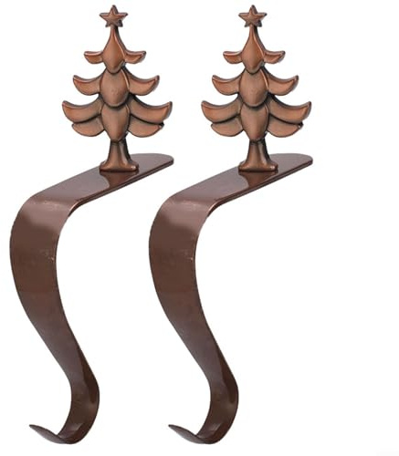 Besttoolifes Ganci antiscivolo per mensola del caminetto, con Babbo Natale, pupazzo di neve, fiocchi di neve, metallo, bronzo rosso, ciano, per decorazioni festive (C)