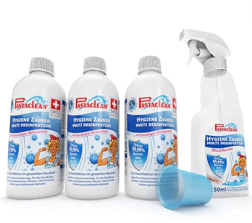 Pastaclean Hygiene Zauber Desinfektionsmittel Konzentrat (1500 ml) Flächendesinfektionsmittel für Flächen, Oberflächen | Wirksam gegen Bakterien, Viren, Pilze, Sporen, Schimmel