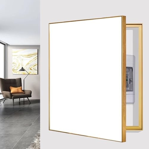 Vibeo Cache Compteur Electrique Cache-Panneau Électrique Décoratif pour Mur, Cache-boîte à Fusibles 40 45 50 60 70 80 cm, Cache-boîte de Distribution Intérieur Uni(Gold,16x24in/40x60cm)