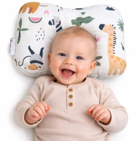 TradeProvider Baby Head Support Cushion for Pram, Pushchair, Stroller, Soft Breathable Cotton Infant Support Pad, Machine Washable Newborn Travel Headrest, Not for Sleep (Safari Adventure)