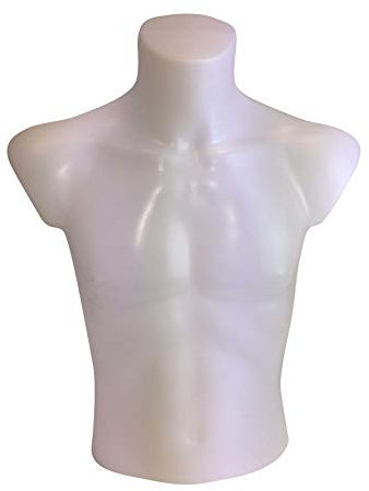 fella4stores Basic Herrentorso 44/46, vollgeformt & bruchsicher, Modepuppe, Schaufensterfigur & Mannequin aus PE Kunststoff, selbststehend, ideal für Kleiderpräsentation & Dekoration, Weiß