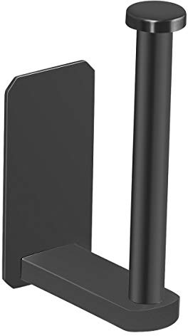 VAEHOLD Self Adhesive Toilet Paper Holder Kitchen Washroom Adhesive Toilet Roll Holder No Drilling for Bathroom Stick on Wall Stainless Steel Brushed Black