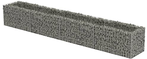 vidaXL Gabion mural avec couvercles en acier galvanisé 20 x 20 x 100 cm