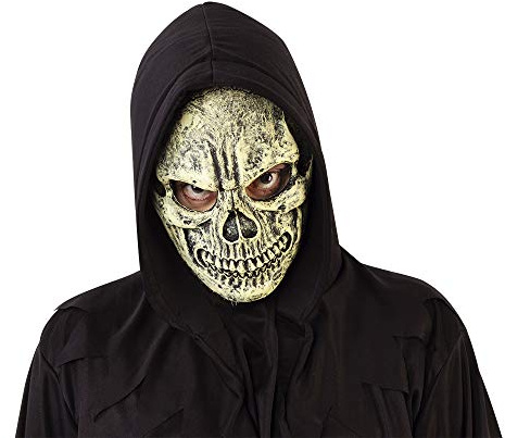 Haunted House Rubies Masque tête de mort sinistre pour adulte, accessoire, accessoire de déguisement, couleur blanc, squeletons pour Halloween, cosplay, fêtes carnaval