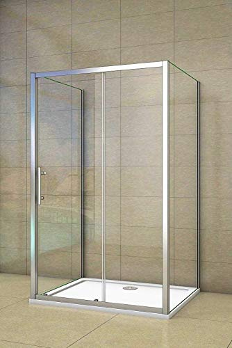 Aica Sanitär Duschkabine U Form Duschabtrennung 110x80cm U-Kabine Duschtür Schiebetür Höhe 190cm