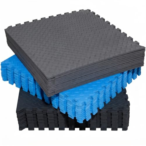 FITEM Dalles Mousse EVA Tapis Sport Puzzle, Noir, 63x63x1cm, 24pc