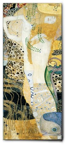 Giallobus - Gemälde - Gustav Klimt - Wasserschlangen 1 - Leinwand mit Standardrahmen - 60x140 - Bereit zum Aufhängen - Moderne Gemälde für zu Hause