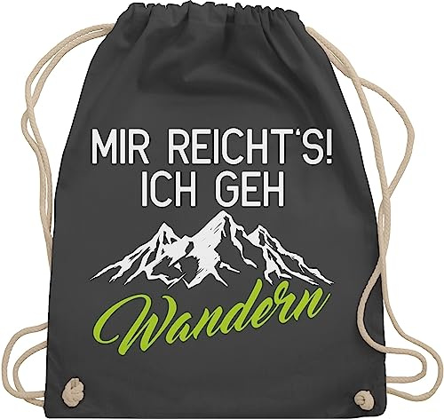 Turnbeutel Rucksack - Hobby Outfit - Mir reicht's ich geh wandern - Unisize - Dunkelgrau - wandergeschenk sportbeutel läufer laufsport berg beutel wandergeschenke joggen laufen berge stoffrucksack