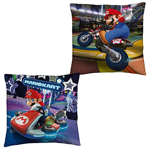 Super Mario Kart Kissen 40 cm x 40 cm Kugelwilli Donkey Kong Rakete Stern Luigi Peach Bowser Yoshi Panzer Kopfkissen Dekokissen Schmusekissen Zierkissen Kuschelkissen Polster passend zur Bettwäsche