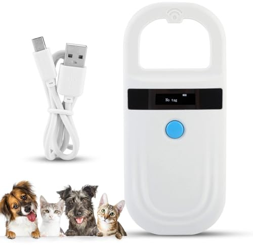 Agatige Haustier ID Lesegerät, Wiederaufladbarer Chipleser Haustier Chip ID Scanner Chiplesegerät für Hunde Mikrochip-Scanner Pet Tag Display für ISO 11784/11785, FDX-B und EMID