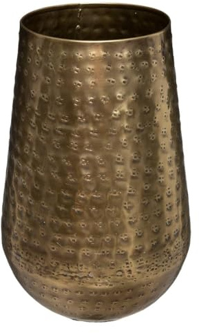 Atmosphera Vase Oasis, gehämmertes Metall, goldfarben, Höhe 23 cm