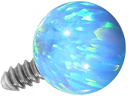 PIERCINGLINE Titan Schraubaufsatz mit Außengewinde 0,9 mm SYNTHETISCHE OPAL KUGEL Piercing Aufsatz Ersatz Farbauswahl