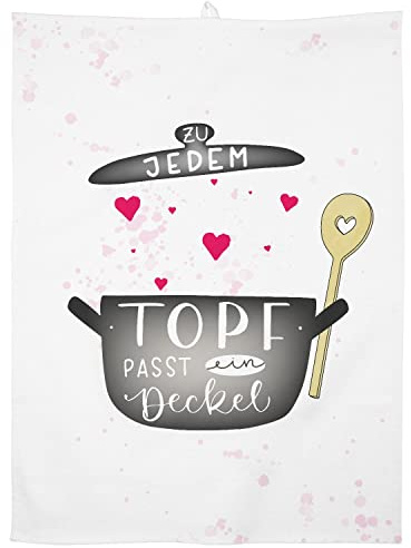 Gruss & CO Geschirrtuch Motiv Topf | Baumwolle, 60 cm x 45 cm, Farbiger Motivdruck | Geschenk, Küche, Kochen, Grillen | 47785