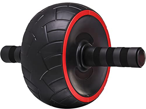 Retoo Rodillo de abdominales negro para hombres y mujeres, entrenador abdominal, rodillo AB Wheel, entrenador abdominal para el hogar, ideal como entrenador de fitness, abdominales, entrenamiento