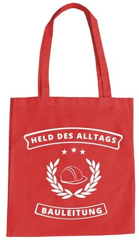 Held Des Alltags Bauleitung Baumwolltasche - Handwerker Bauleiter Baustelle Rot