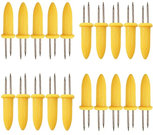 Shonye 20Pcs Corn Cob Holders, Stainless Steel Corn on the Cob Skewers, Creative Corn Cob Forks for Party/Picnic/Camping/Food Festival
