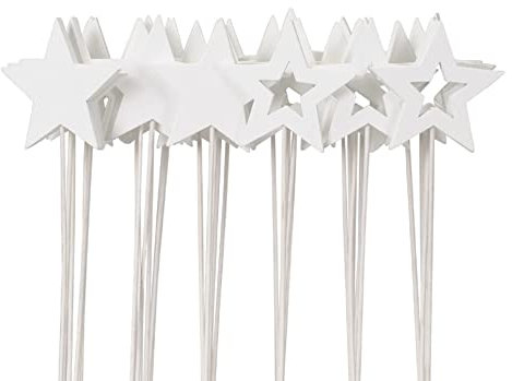 weihnachtlicher Kleiner Dekostecker Blumen Pick Stern am Stab Dekostern Holz in rot oder weiß (weiß, 10)