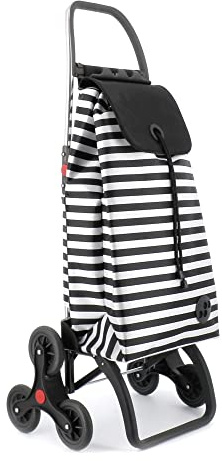 Klappbarer Einkaufstrolley Rolser I-Max Marina 6 Räder Treppensteiger - Schwarz und Weiß