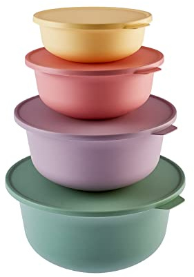 KARACA Forbs 4-Piece Food Storage Containers Set, BPA-Free Plastic, Stackable & Space-Saving Kitchen Storage Boxes with Lids, Dishwasher, Oven & Microwave Safe (1L, 2L, 4L & 7.5 Litre)
