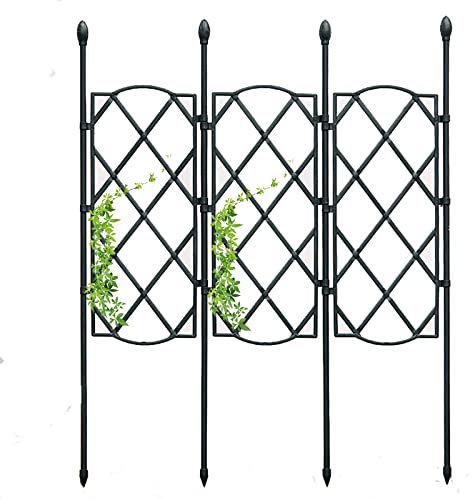 Rankgitter Rankhilfe Garten,Rankgitter kunststoffbeschichtetes Metall, Rankhilfe für Kletterpflanzen, zum Stecken, Unerlässliches Garten Zubehör，Rankspalier HxB: 135x46cm, 90x46cm，schwarz (Size : 53i