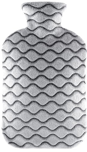 samply 2L Hot Water Bottle with Soft Cover - Hot Water Bag for Cosy Nights, Pain Relief, Back, Neck and Shoulders,Dark Grey