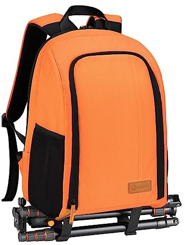 TARION Camera Backpack SLR Photo Backpack Waterproof Lightweight and Compact Small DSLR Backpack with 15 Inch Laptop Compartment and Rain Cover, orange
