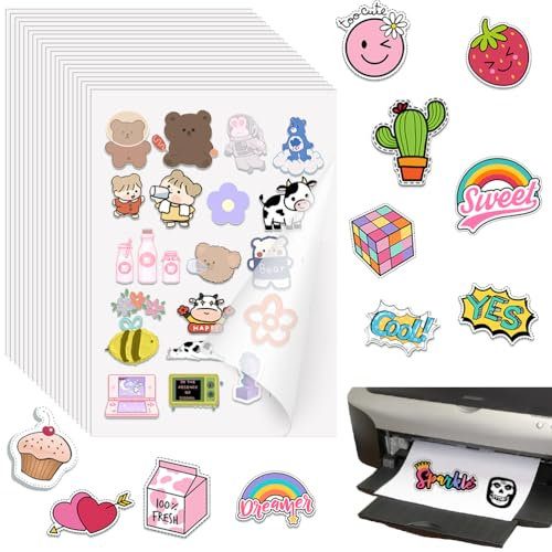 TMBMLPP 20 Blatt A4 Vinyl Aufkleber, A4 Transparentes Glänzend Selbstklebend, Bedruckbares Vinyl Sticker Papier, für Inkjet bedruckbar