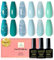 YSUVIN Gel Nagellack, 6 Stück Cyan Grün Hellblau Glitzer UV Nagellack Soak-off UV Gellack für Anfänger DIY Nail Art Maniküre Salon, Langlebig, 8ML