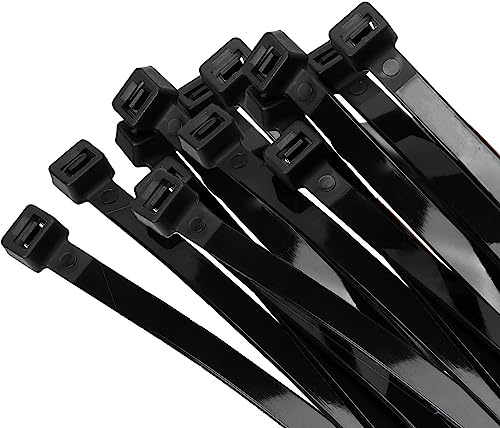 Armpow 80 Stücks 12mmx300mm Zugfestigkeit 114KGS/250LBS Kabelbinder Lang Robuste, UV-beständige mit Schieber Kabelbinder aus dickem Nylon für Kabelmanagement(Schwarz)
