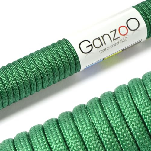 Ganzoo Paracord 550 Seil Gras-Grün 4mm Schnur Typ 3, Nylon & Polyester, ideal für Basteln von Hundeleine Halsband Armband/Camping Survival und Outdoor 3 Meter Allzweckseil 7 Innenstränge