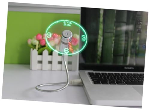 Gadpiparty Mini Ventilatore USB Clock Fan LED Flessibile Argento