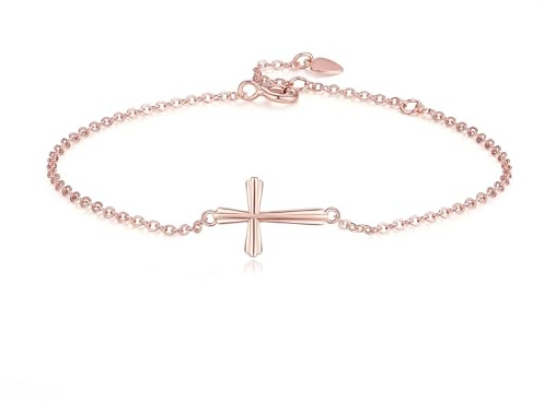 GAVU Kreuz Armabnd für Damen mit Kreuz Charm aus 925 Sterling Silber Konfirmationsarmband für Mädchen Firmungsarmband für Frauen