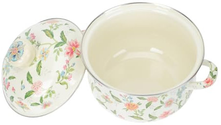 TOPBATHY Olla Esmaltada De Fondo Plano Con Doble Asa Cacerola Gruesa Para Guisos Utensilio De Cocina Para Inducción y Gas Vintage Práctico y Fácil De Limpiar