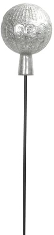 Posiwio dekorativer ausgefallener Gartenstecker mit geprägter Rosenkugel Glaskugel in Cracklee-Optik Silber rosa hellgrün und 2 möglichen Größen (Silber, klein), P10599