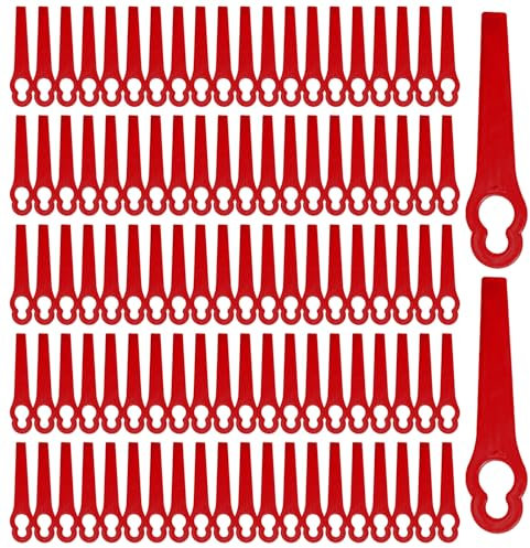 FUIPVGI 100 Pcs Replacement Plastic Blades, Red Plastic Grass Trimmer Blades, 83 mm Lawn Mower Cutting Blades, Replacement Cordless Strimmer Blades, Garden Mower Replacement Blades (100 Pcs)
