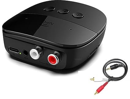 nmbhus Adattatore Wireless Stereo Ricevitore Audio Bluetooth con Microfono for Amplificatore Altoparlante Kit Auto Piccolo ma Potente(with Cable)