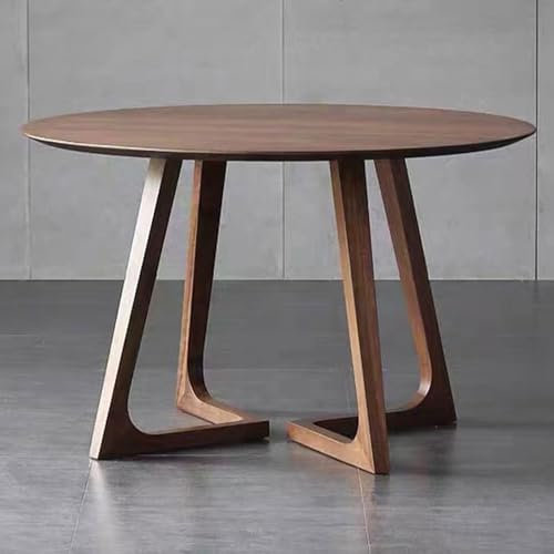 Moderner Esstisch Mitte des Jahrhunderts Runden Küchen-Esstisch Rustikales Massivholz Säulentisch Kleine Freizeit Couchtisch für Menschen für Wohnzimmer Schlafzimme(Size:80*80*75cm,Color:Walnussfarbe)