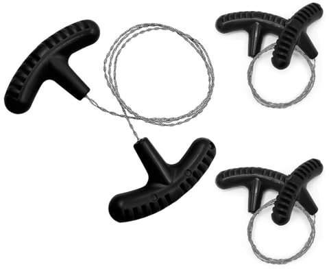 3 sierras de cable de acero inoxidable de 24 pulgadas, sierra de mano de bolsillo para corte de tubos de PVC, PE, ABS, camping, senderismo, corte de madera (negro)