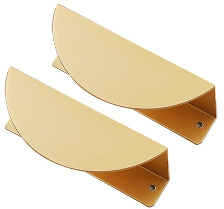 JMCXSM592 2 Stück Schrankgriff Aluminium Möbelgriffe Unsichtbar Kinderzimmer halbrund Profilgriff halbmondförmig Türklinken Versteckt Kleiderschrankgriffe Türgriff Schubladen Knöpfe (Gold,80mm)