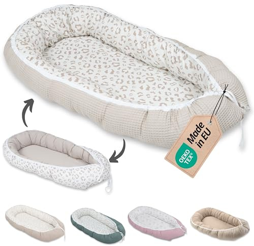 ULLENBOOM Babynest - Ideal für Neugeborene - OEKO-TEX zertifiziert | Waschbar, Außenmaterial: 100% Baumwolle, Made in EU, Mitwachsend und wendbar, Schadstoffgeprüft